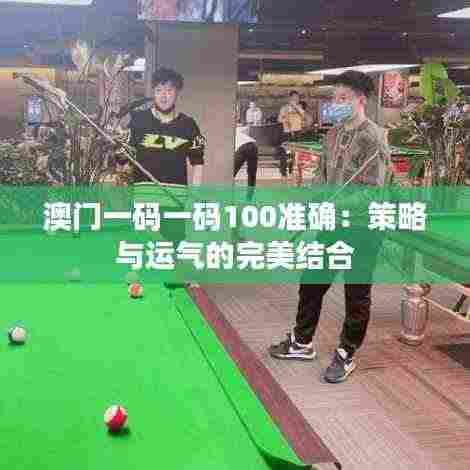 澳门一码一码100准确:策略与运气的完美结合