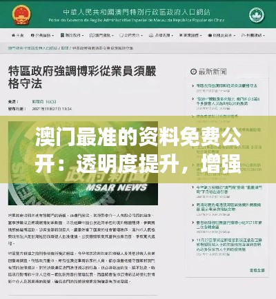 澳门最准的资料免费公开:透明度提升,增强公民参与感