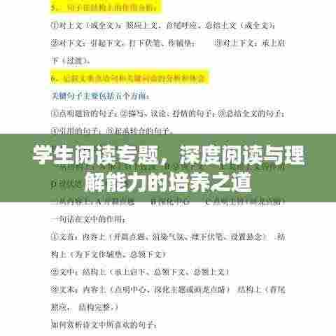 学生阅读专题,深度阅读与理解能力的培养之道