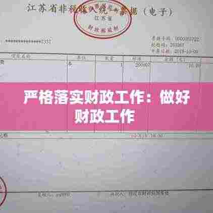 严格落实财政工作:做好财政工作