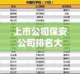 上市公司保安公司排名大揭秘,权威榜单一网打尽!