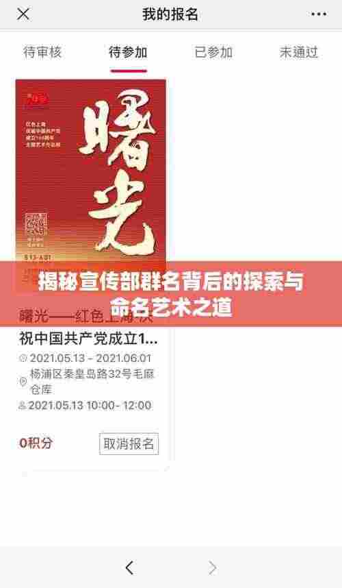 揭秘宣传部群名背后的探索与命名艺术之道